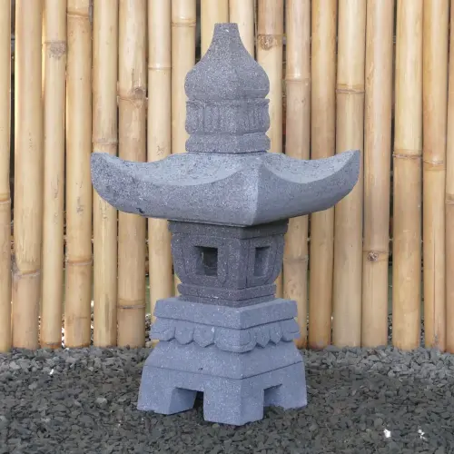 Product image of the product “Japanese style Garden Lantern, made from Andesit Stone. Multipart. 60 cm Height, Roof is 30 cm width. ”